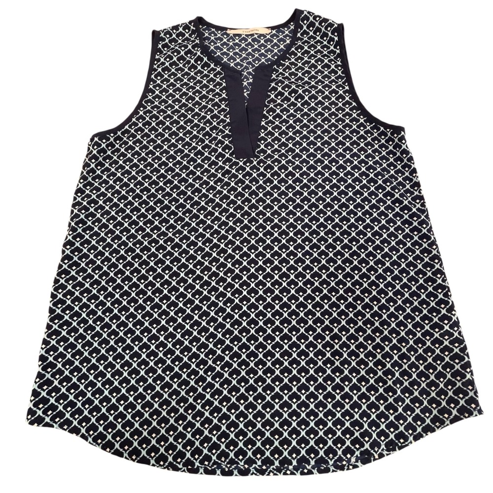 41 HAWTHORN Sleeveless‎ Blouse Geometric Print Career Casual Top Size L